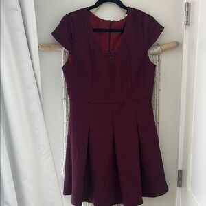 NWT DARLING | Eden Dress, wine burgundy color, Cap Sleeve Textured Dress, sz 14